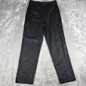 Black on‎ Black Jacquard Print Trousers Women's 10 High Waist Paisley 90s (1177)
